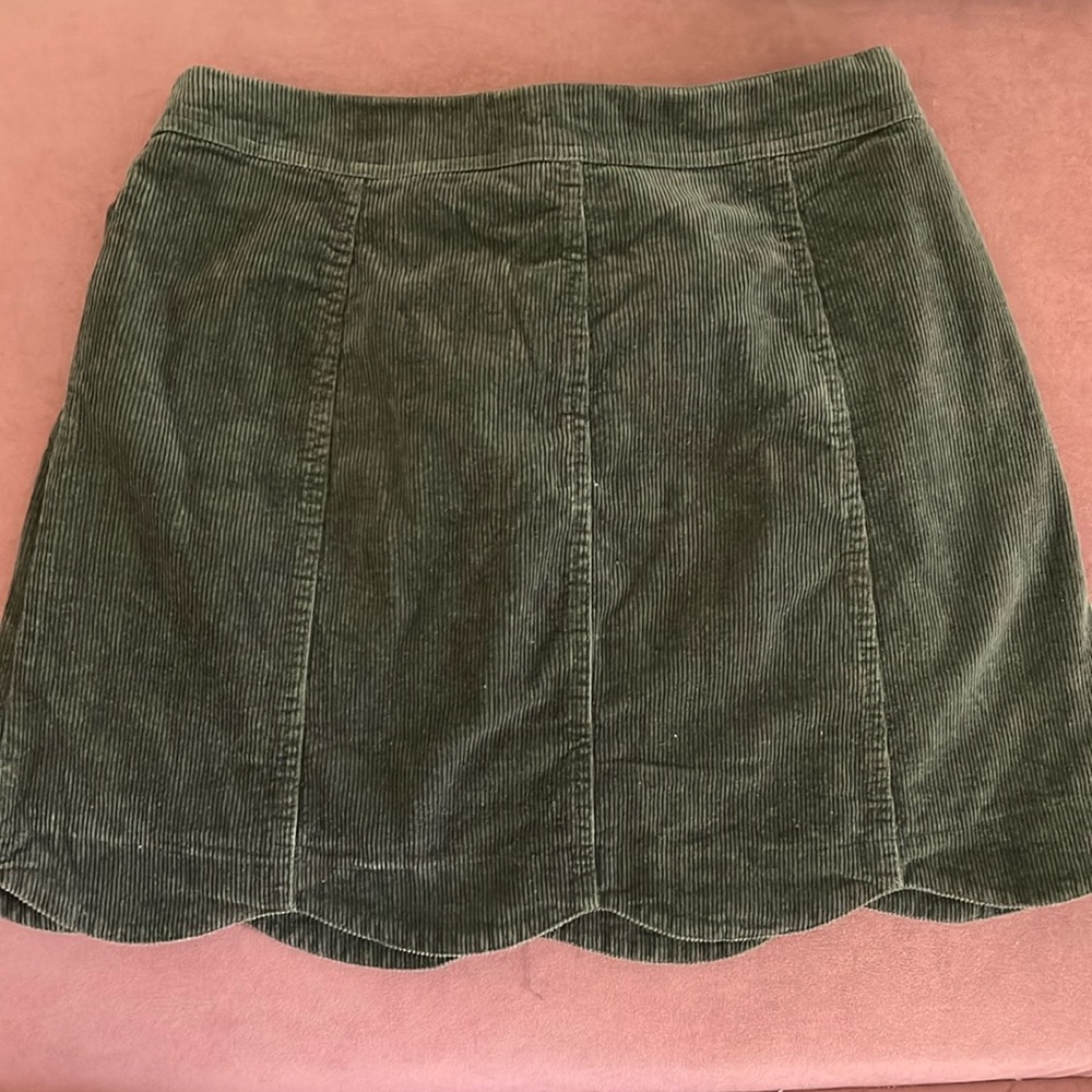 Altar’d State Olive Green Corduroy Scalloped Skirt — size M